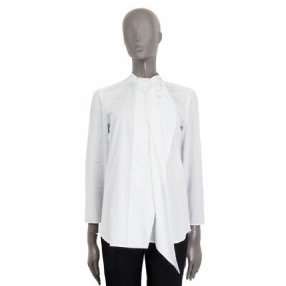 Acne Studios White Cotton Bianca Scarf Collar Blouse Shirt 36 S
